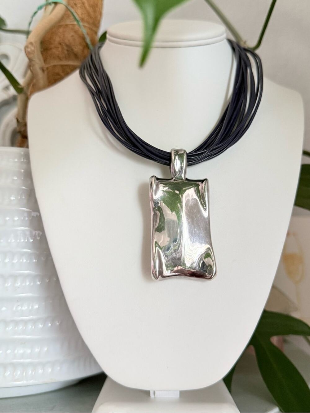 Simon Sebbag 925 Sterling Silver Rectangular Pendant Necklace